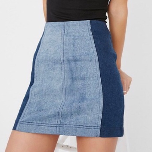 two tone denim skirt